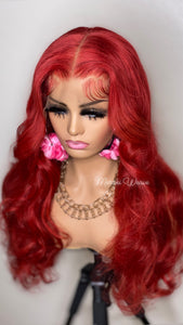 22in Red Body Wave 13x6 HD WIG