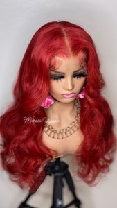 22in Red Body Wave 13x6 HD WIG