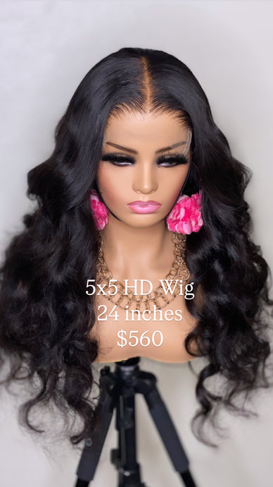 24in 5x5 HD Closure Wig